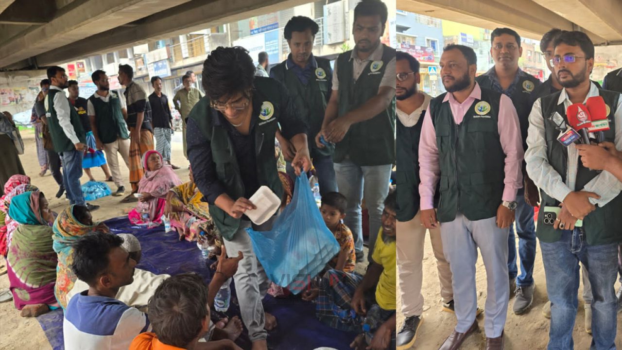 রাজধানীতে অসহায়- দুঃস্থ ও প্রতিবন্ধীদের খাবার বিতরণ