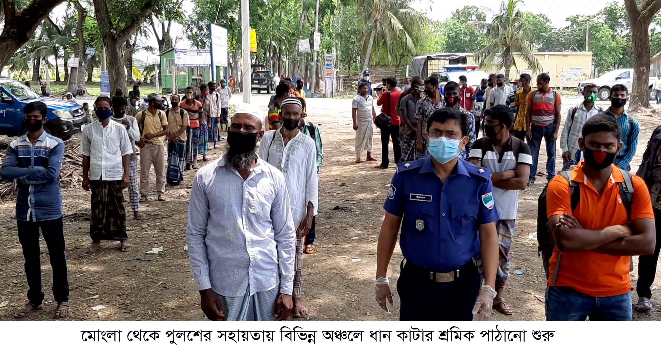 সুন্দরবন সংলগ্ন মোংলার উপকুলীয় অঞ্চল থেকে দেশের বিভিন্ন এলাকায় ধান কাটা ও মাড়াই শ্রমিকদের পাঠানো হচ্ছে