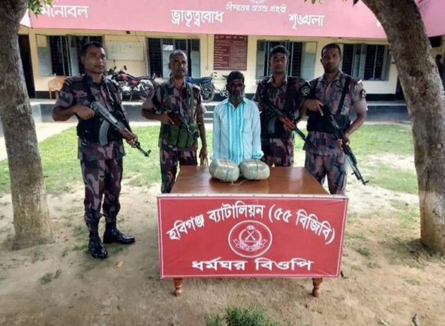 মাধবপুরে ভারতীয় গাঁজাসহ একজন মাদক ব্যবসায়ী আটক