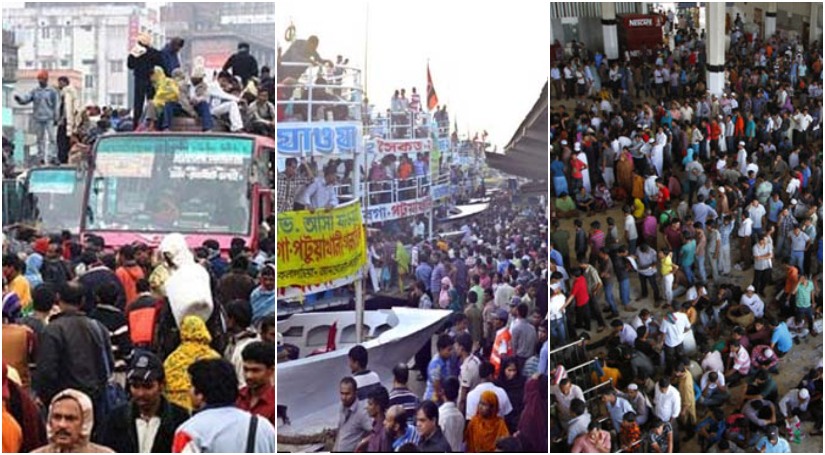 লকডাউনের খবরে ঢাকা ছাড়ার হিড়িক