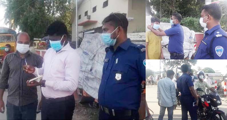 নবীনগরে সর্বাত্মক লকডাউনে ভ্রাম্যমান আদালতে জরিমানা