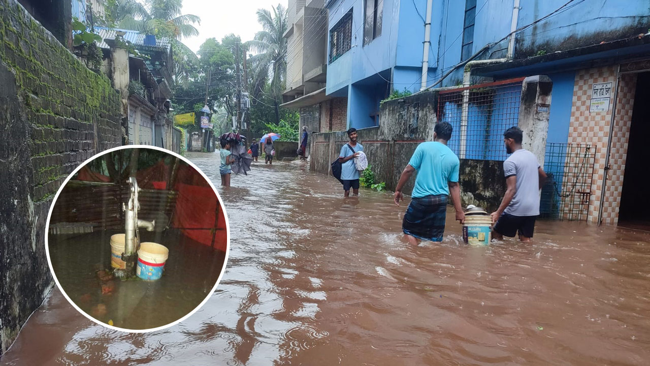নোয়াখালীতে বেড়েছে বন্যার পানি, সুপেয় পানির তীব্র সংকট