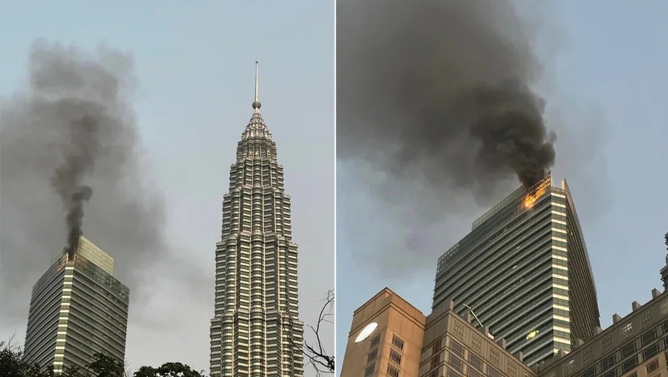 মালয়েশিয়ার পেট্রোনাস টাওয়ারে আগুন